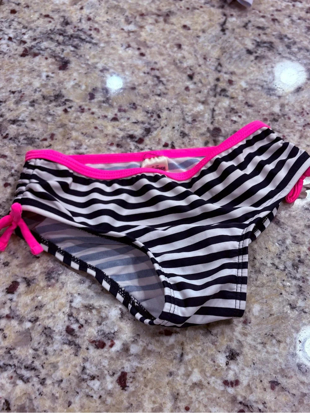 Oshkosh B’gosh navy blue and white striped with pink trim bikini swim bottoms 3t